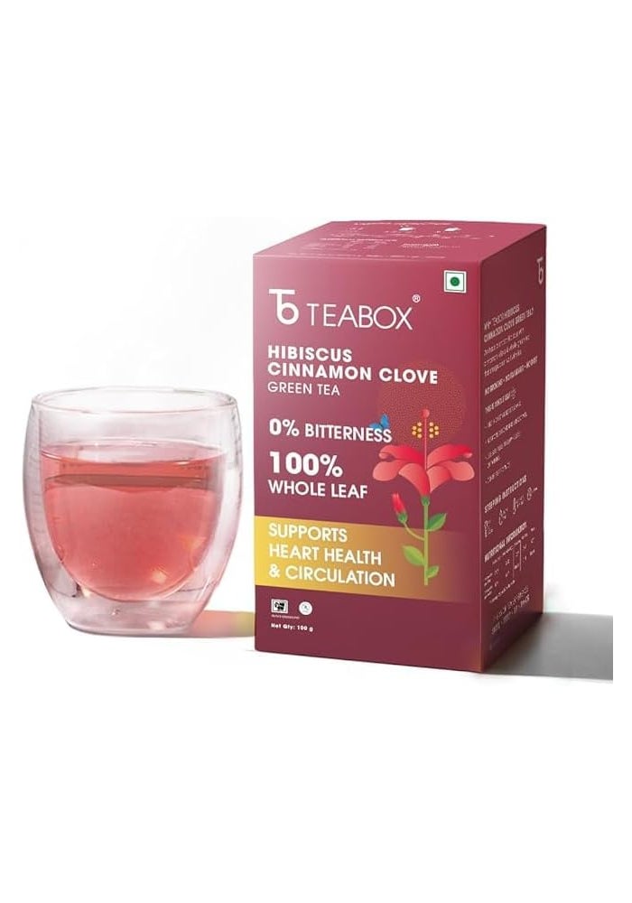 Teabox Hibiscus Cinnamon Clove Green Tea - 100g Loose Tea - Image 4